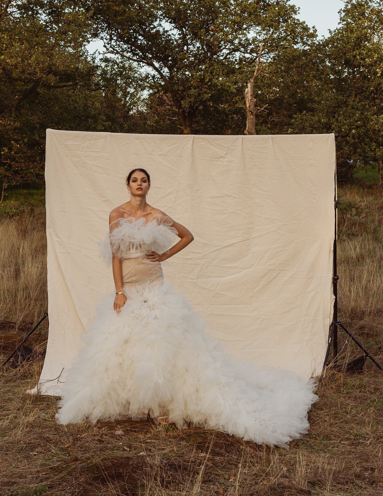 Sample Sale Gisele Strapless Mermaid gown with Ruffle Tulle Skirt.