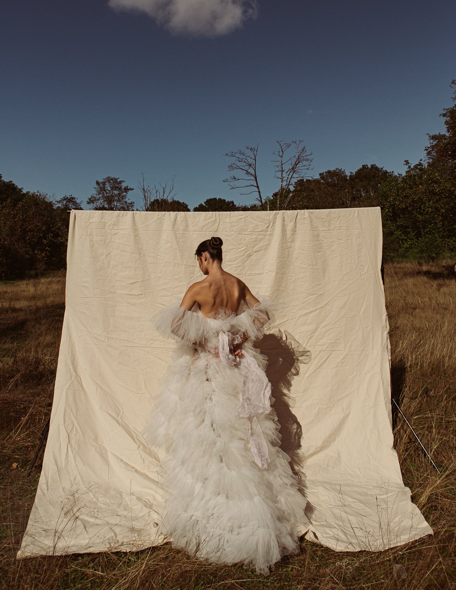 Harriete off the shoulder high low dress.