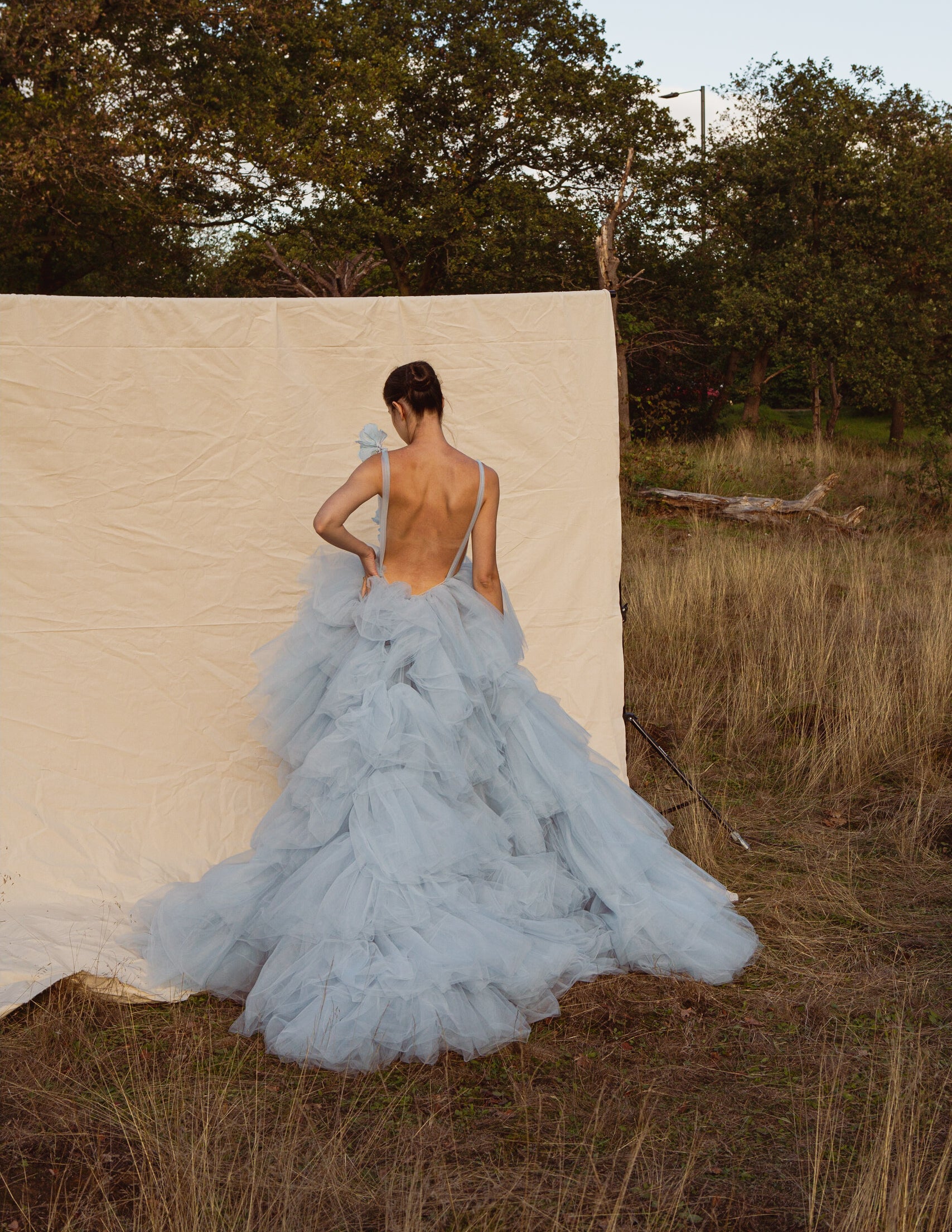 Camille Silk Blossom Ruffle Gown